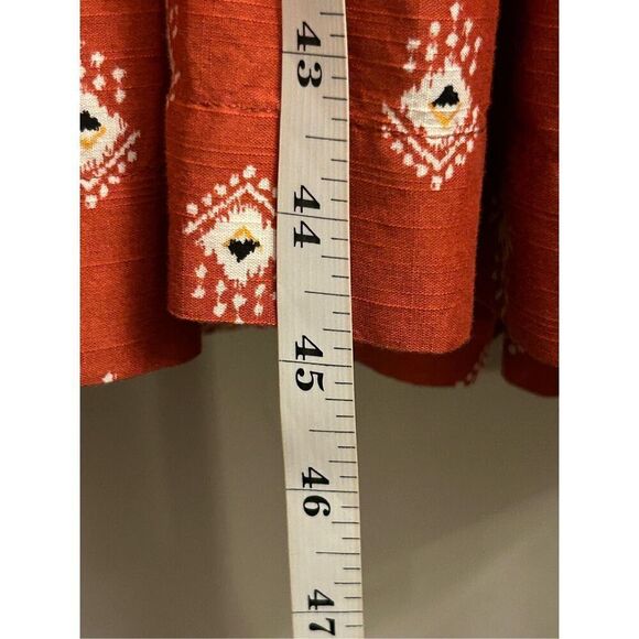 Anthropologie Boho Rust Red Smocked Waist Midi Dress sz S Petite – Geometric Blo - Picture 9 of 15